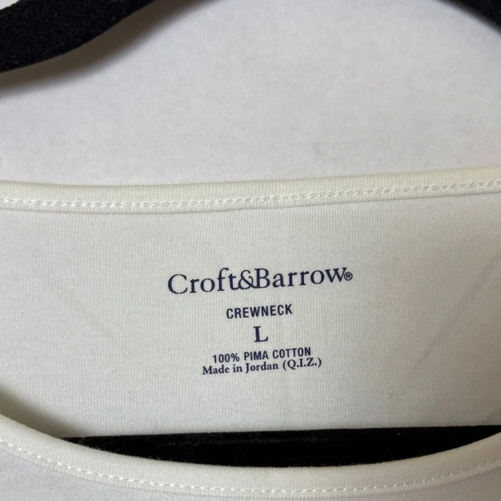 NWT Croft & Barrow White Pima Cotton Tee Sz L Classic Minimalist Wardrobe Basic - Picture 2 of 10